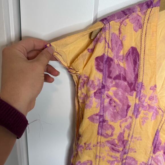 Free People Sully Babydoll Sunshine Floral Print Mini Swing Dress Size Medium - Picture 7 of 9